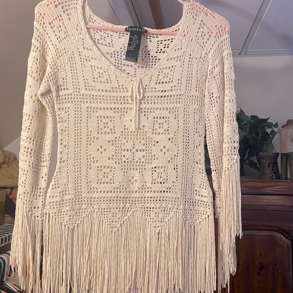 Bebe boho fringe top. Super cute! Size S